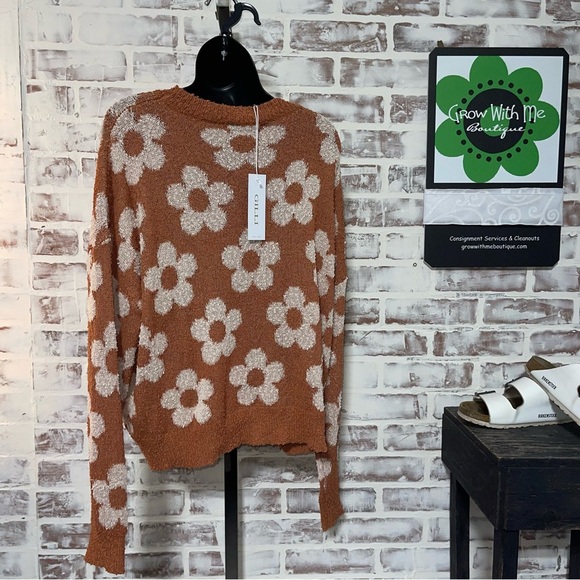 Gili Floral Knit Sweater - burnt orange and Cream NWT medium - Picture 6 of 8